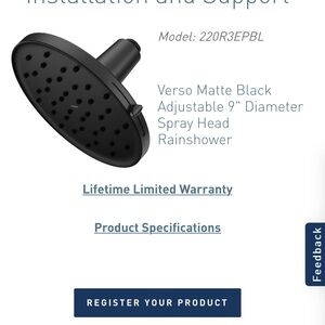 Verso Matte Black Adjustable 9" Diameter Spray Head Rainshower